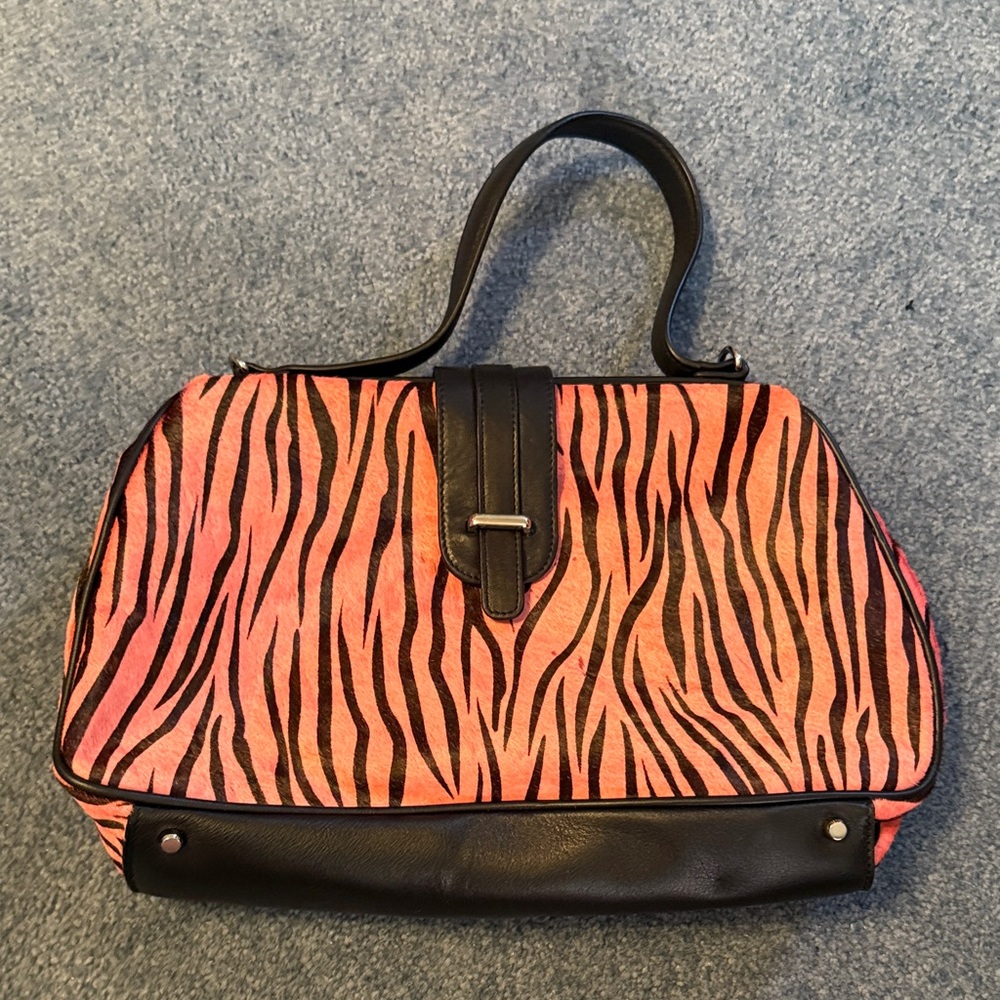 Elegant Pink and Black Zebra Print Satchel